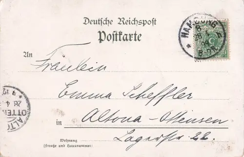 Lithographie Hamburg-Neustadt, Die Bost, Stadttheater, Kriegerdenkmal -798934