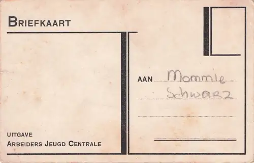 Judaica seltener Ansichtskarte von Samuel L. (Mommie) Schwarz. Ausgabe