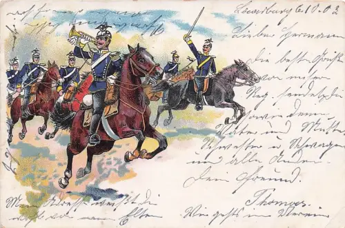 AK Soldaten avancieren zu Pferd mit Artillerie -796172