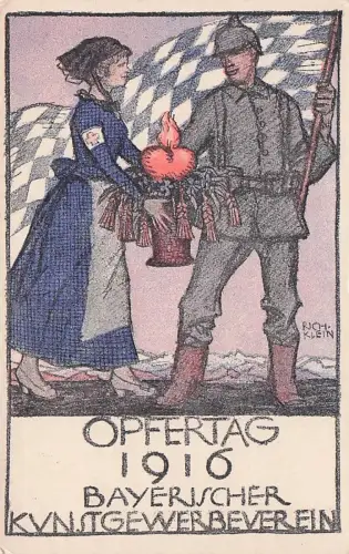 Künstler Ak Klein, Richard, Opfertag 1916, Bayerischer Kunstgewerbeverein -796082