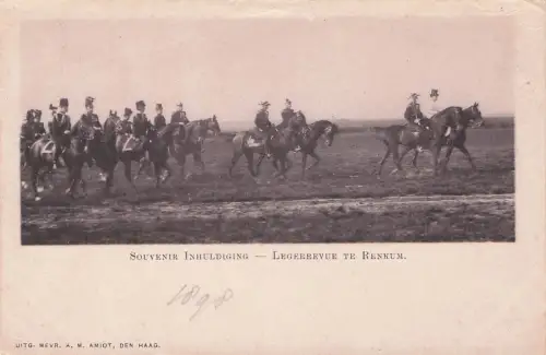 Renkum 1899 Militair Souvenir Inhuldiging Legerrevue te Renkum Soldaten te paard -798430