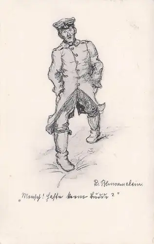 Künstler-AK Soldat mit krummen Beinen -796176