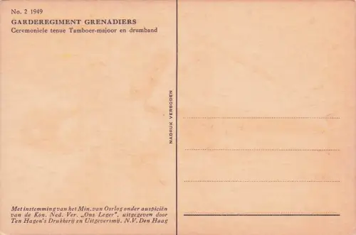 Künstler-Ansichtskarte Garderegiment Grenadiers, Ceremoniele tenue Tamboer-majoor en drumband -798380