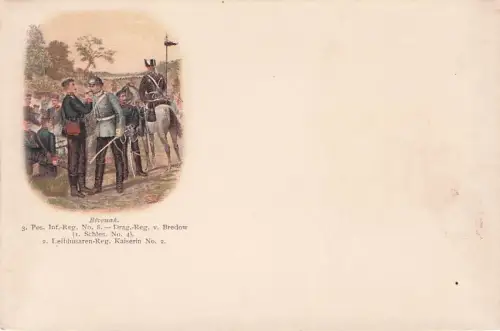 Bivouak. 3. Pos. Inf. Reg. No. 8. Drag. Reg. v. Bredow (1. Schles. No. 4). -795746
