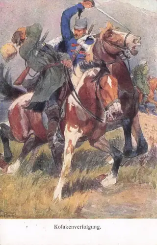 Künstler Ak Erkundungsgefecht, Schlachtfeld, Soldaten zu Pferden -798528