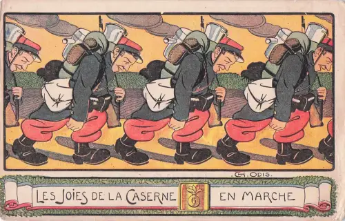ARMEE Les joies de la caserne: mit Genehmigung. Illustration von Ch. ODIS für eine Postkarte -798806