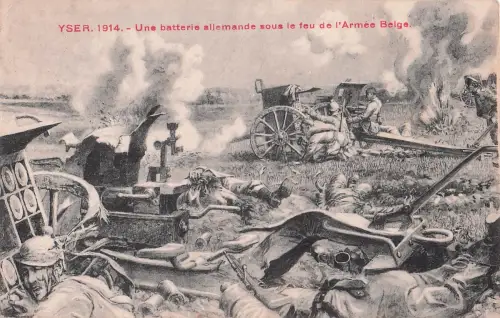 YSER. 1914. - Une batterie allemande sous le feu de l'Armée Belge. -798760