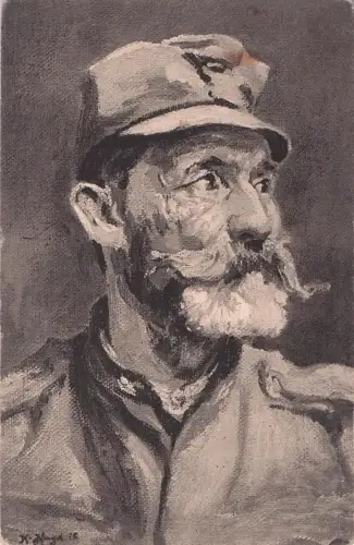 Künstler Ansichtskarte / Postkarte Landsturmsoldat in Uniform, Portrait -798594