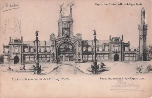 Liege Exposition 1905 - Facade principale des Grand Halls AK -799246