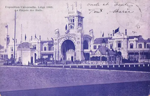 Exposition Universelle, Liége 1905. La Façade des Halls. -799286