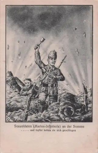 Künstler: A. Polenz (1916) Thema: Seesoldaten im Ersten Weltkrieg -799618