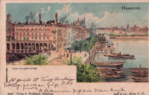 Lithographie Hamburg-Neustadt, Blick auf den alten Jungfernstieg -799612