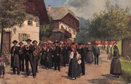 Bauernhochzeit Tracht Schwaarzwald Musiker Floete Trompete Tuba -799638