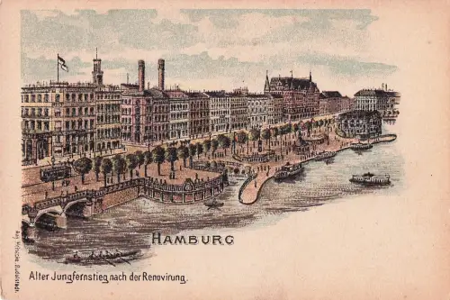Lithographie Hamburg, Alter Jungfernstieg nach Renovierung -799614