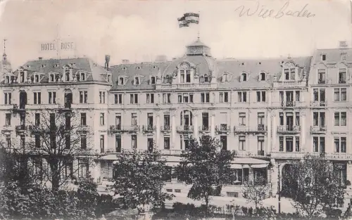 AK Wiesbaden, Frontansicht des Hotel Rose -799616