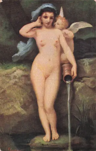 LA SOURCE 1856 Kunstpostkarte Ingres Dominique FRAU MIT EINER VASE, DIE WASSER AUSGIESST -799646
