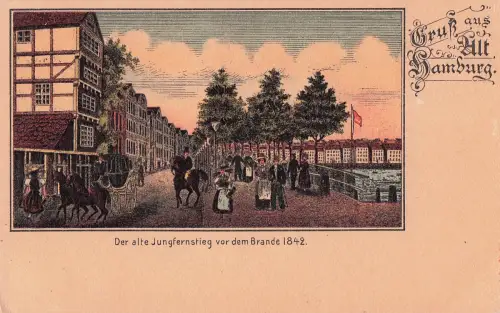 Der alte Jungfernstieg vor dem Brand 1842 – Hamburg, Deutschland -799664
