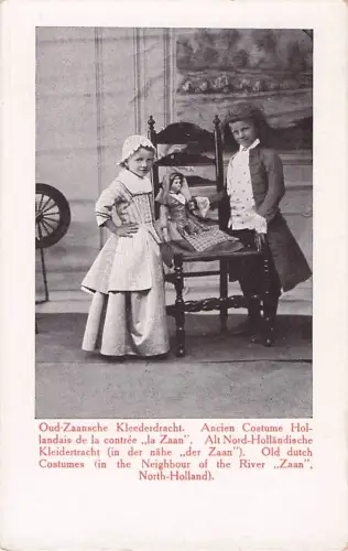 Zaandam Vieux costumes de Zaanlande Trois d’une famille Klederdracht Vintage 1900 -799756
