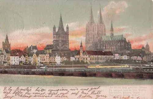 Ansichtskarte Köln Panorama-Ansicht Stadt Partie am Rhein -799854