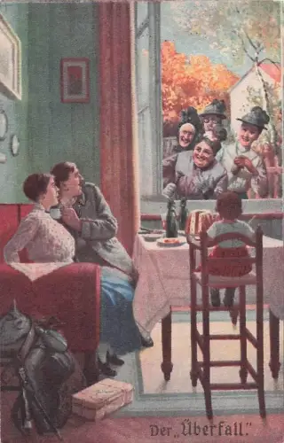 Deutsche Postkarte aus dem Ersten Weltkrieg, Karte Nr. 10: Die Überfall-Familienuhr (Feldpost) -800122