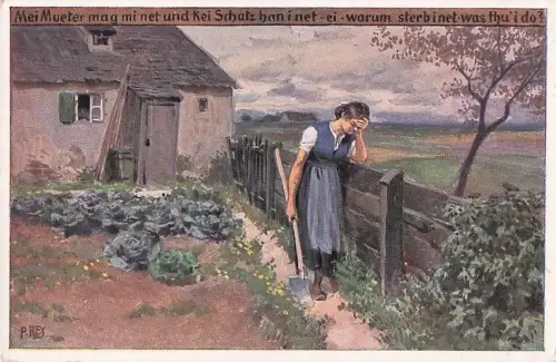 Hey Paul Nr. 93 Volksliederkarte Mei Mueter mag mi net Landwirtschaft Salat Kat. Kuenstlerkarte -800076