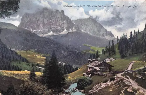 AK Santa Christina, Mühle mit Langkofel -800106