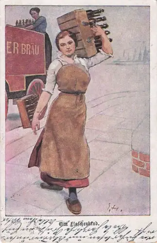 Künstler Ak Ein Flaschenkind -800100