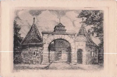 Das Röderthor. Holzstich -800050