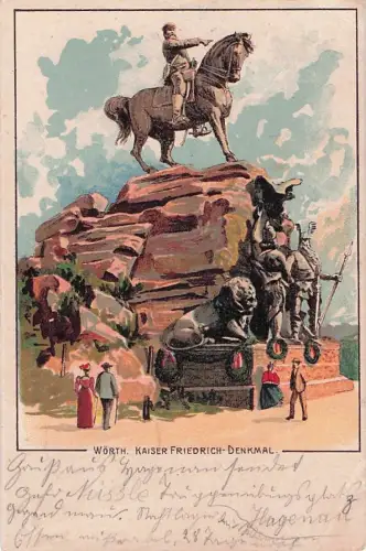 Wörth - Kaiser Friedrich Denkmal - Litho -800180
