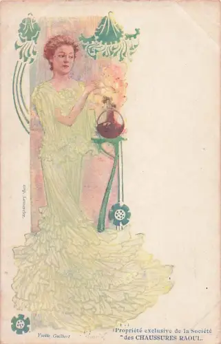 KÜNSTLER SIGNIERT, DAYNES-GRASSOT , YVETTE GUILBERT, Vintage-Postkarte -800512