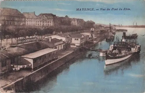 AK Mainz, Blick von der Rheinbrücke, vor 1945 -800268