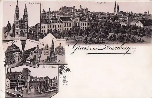 Nürnberg Lorenzkirche Panorama Schoener Brunnen -800246