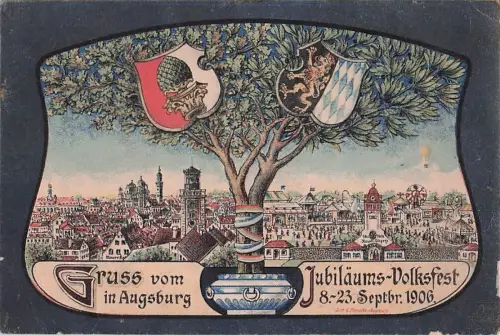 Augsburg Jubilaeums-Volksfest 1906 Wappen-Baum Augsburg -800266