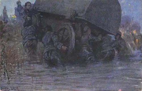 Künstler Ak KuK Armee I. WK. Schützenregiment Nr. 5, Dnjestr, Kriegsbrückenequipage -800224