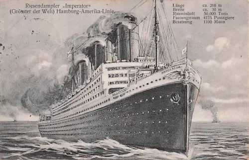 Künstler-AK Passagierschiff und Riesendampfer Imperator auf hoher See -800276