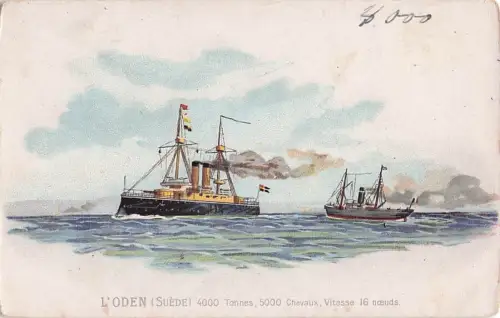 Litho Schwedisches Kriegsschiff, L'Oden -800296