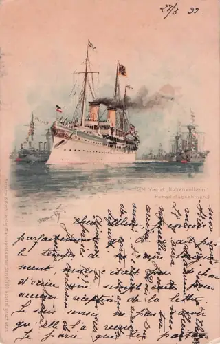Künstler-AK S.M.Yach Hohenzollern, Parade abnehmend, -800344