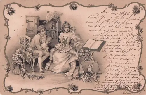 Die Illustration zeigt ein stilisiertes Interieur im Rokoko-Stil -800376