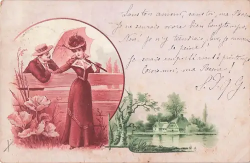 AK Geschichte Ich schreibe Dir wenig AK Liebesbrief 1899 -800370