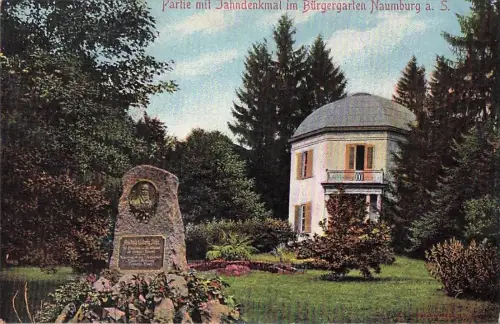 Postcard Naumburg Friedrich Jahn Monument in the Bürgergarten-Haina 1907 -800476