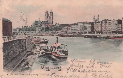 Magdeburg Kirche dom Frachtschiff Motorschiff Magdeburg -800452