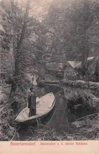 AK * Bootsstation a.d.oberen Schleuse - Hinterhermsdorf -800560