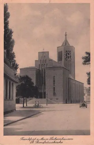 Ak Sachsenhausen Frankfurt am Main, Blick auf die St. Bonifatius Kirche -800468