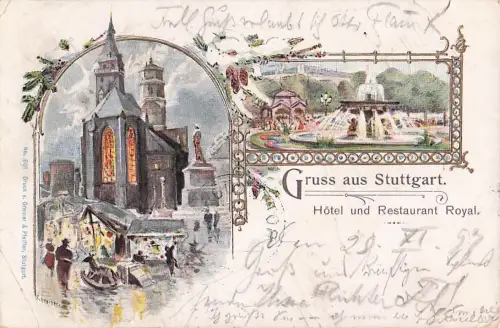 Gruss aus Stuttgart. Gruss Hôtel und Restaurant Royal. -800544