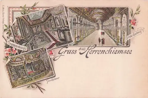 LITHO GRUß AUS HERREN CHIEMSEE ROSENHEIM GROSSE GALERIE 3 BILD -800548