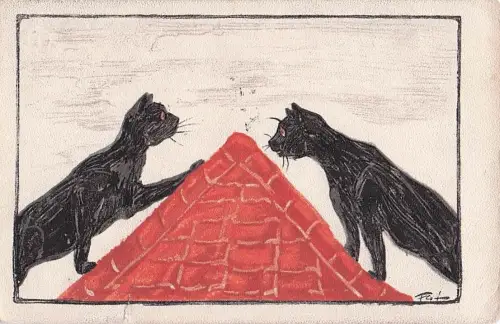 Zeichnung von Louis Wain, einem englischen Künstler, -800618