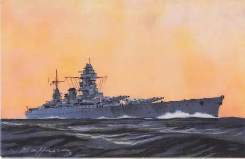 Künstler Ansichtskarte / Postkarte Französisches Kriegsschiff, Cuirassé Dunkerque -800706