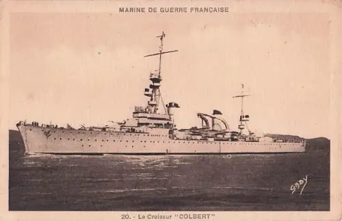 Ak Französisches Kriegsschiff, Marine de Guerre, Le Croiseur Colbert -800728