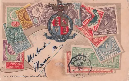 Briefmarken Britisch-Edwardianisch. Postkarte. M. J. -800664