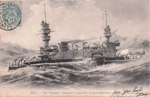 Le Neptune", Cuirassé à tourelles (d'après Kærner). -800724